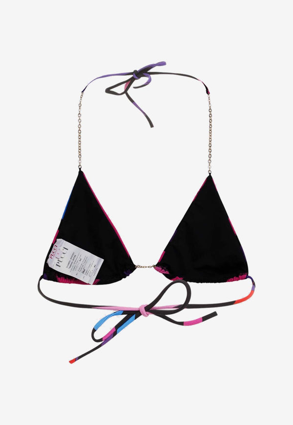 Chain-Strap Marmo Bikini Top