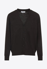 Wool Cardigan with Suede Elbow Patch