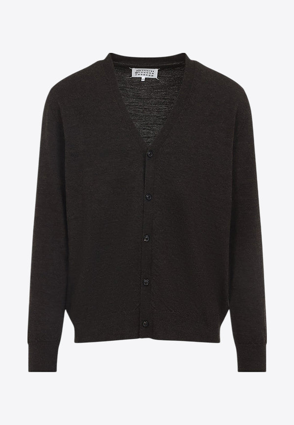 Wool Cardigan with Suede Elbow Patch