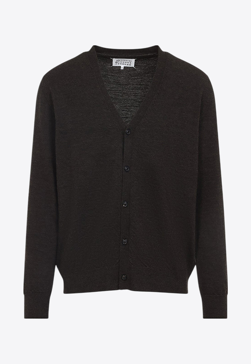 Wool Cardigan with Suede Elbow Patch