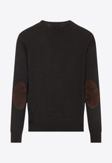 Wool Cardigan with Suede Elbow Patch