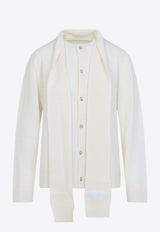Integrated Knit Scarf Wool Cardigan
