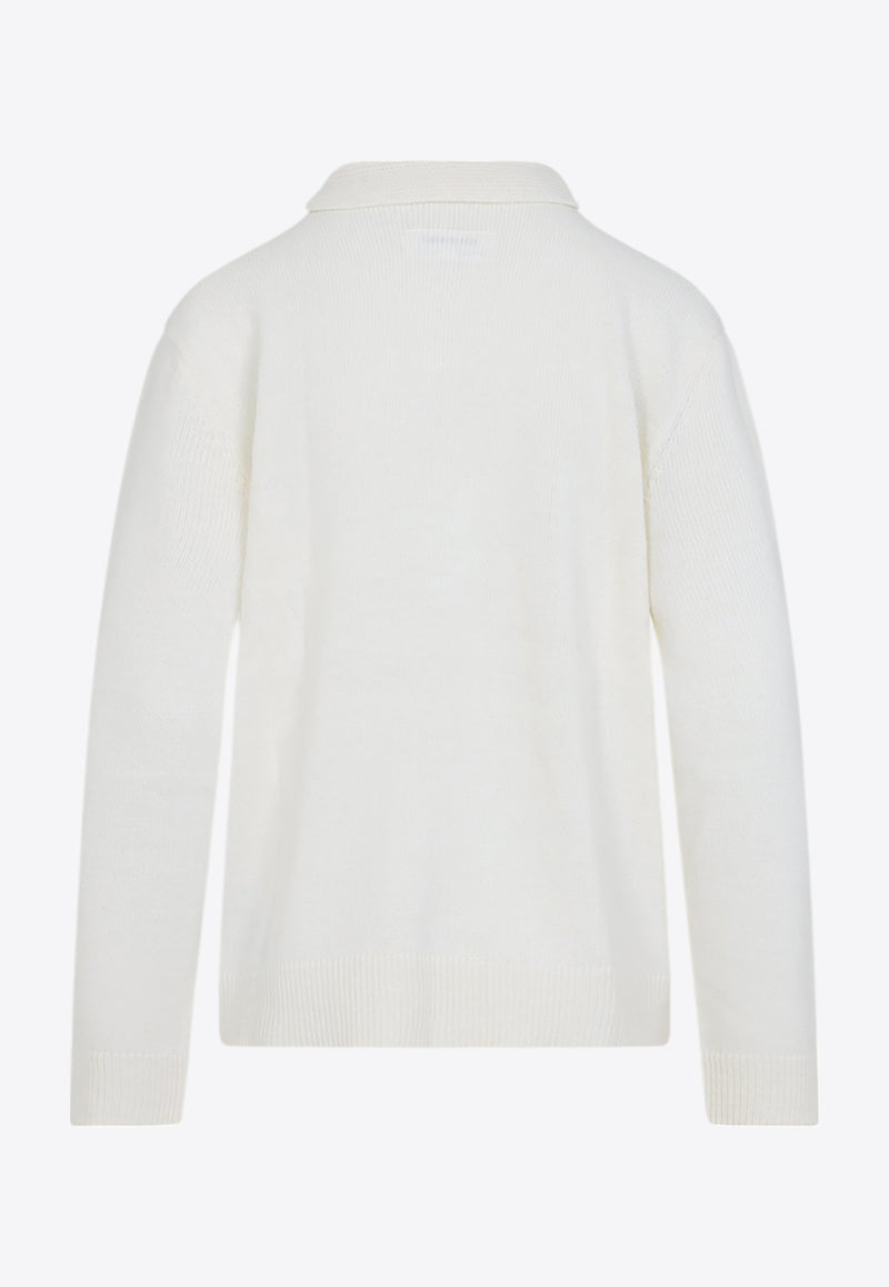 Integrated Knit Scarf Wool Cardigan