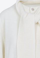 Integrated Knit Scarf Wool Cardigan