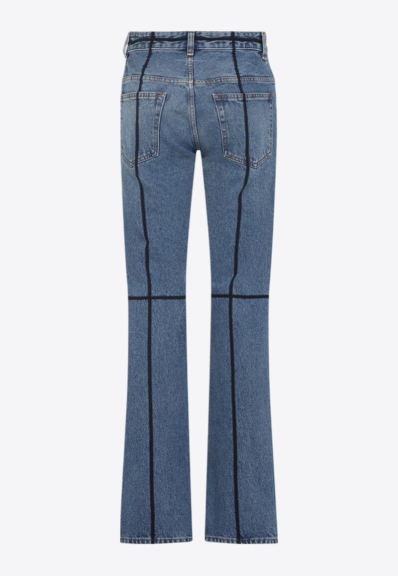 Straight-Leg Jeans with Straps Embellishments