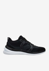 Ferragamo Timothe Gancini Suede and Mesh Sneakers Black 030753 TIMOTHE 791731 NERO