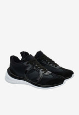 Ferragamo Timothe Gancini Suede and Mesh Sneakers Black 030753 TIMOTHE 791731 NERO