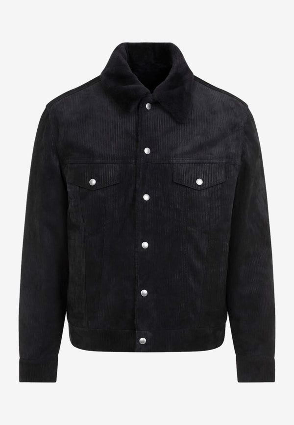 Berluti Corduroy Shearling Denim Jacket Charcoal R27LBL163.001-901 ANTHRACITE