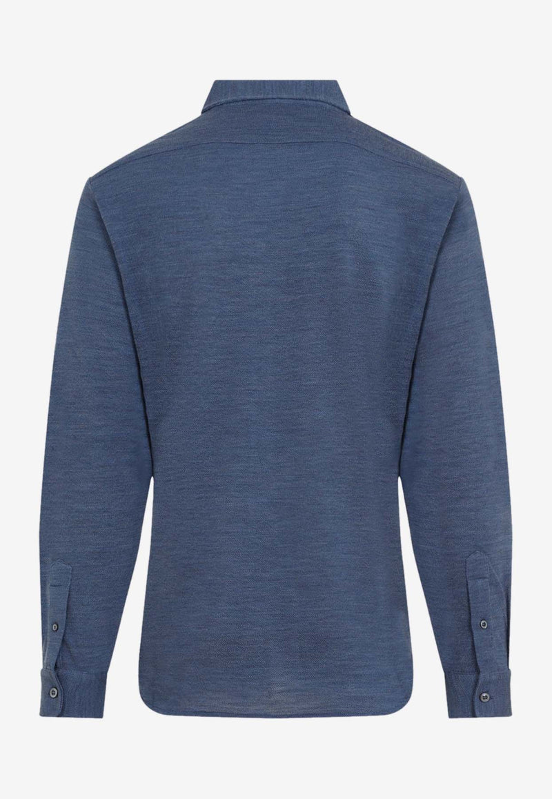 Berluti Scritto Pocket Long-Sleeved Shirt Blue R27JSL17.002-N91 BLUE DENIM