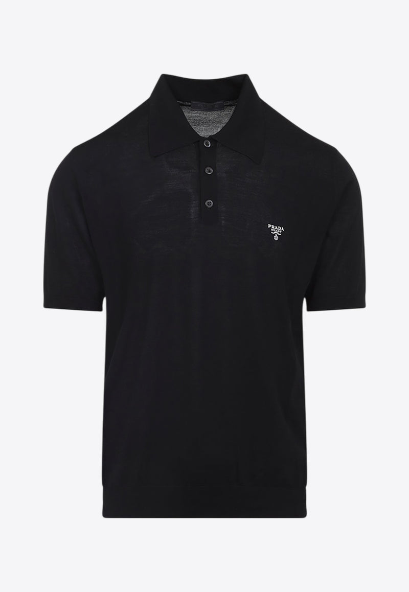 Knit Polo T-shirt with Embroidered-Logo