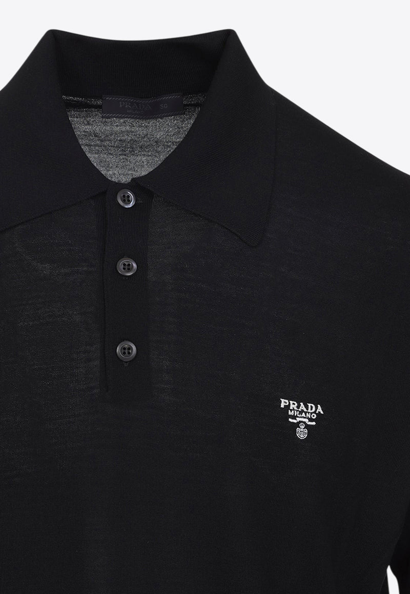 Knit Polo T-shirt with Embroidered-Logo