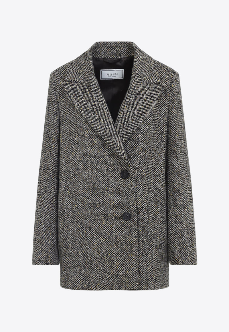 Short Single-Breasted Wool Coat