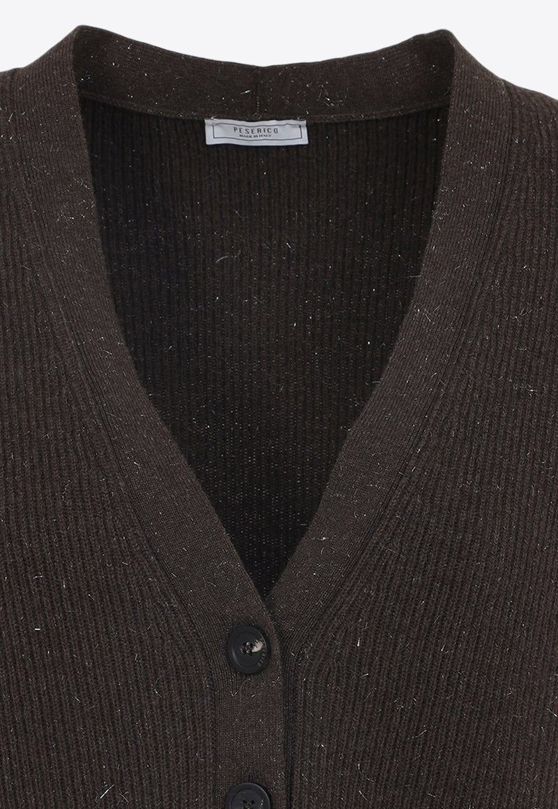 Lurex Sleeveless Cropped Cardigan