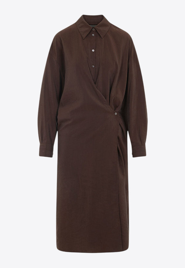 Straight Collar Twisted Midi Dress