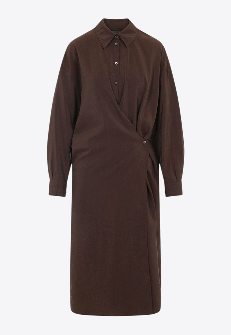 Straight Collar Twisted Midi Dress