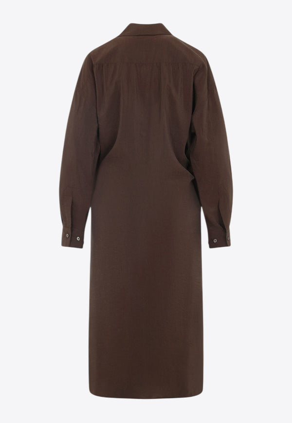 Straight Collar Twisted Midi Dress