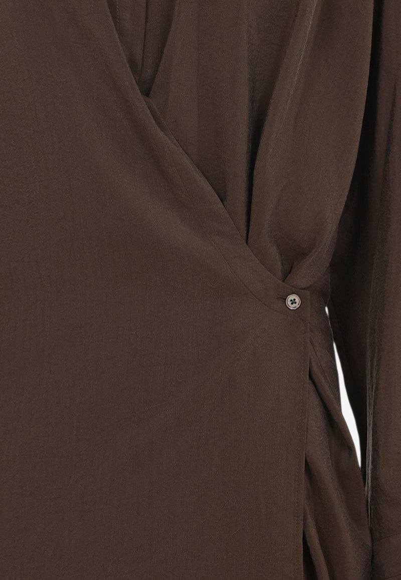 Straight Collar Twisted Midi Dress