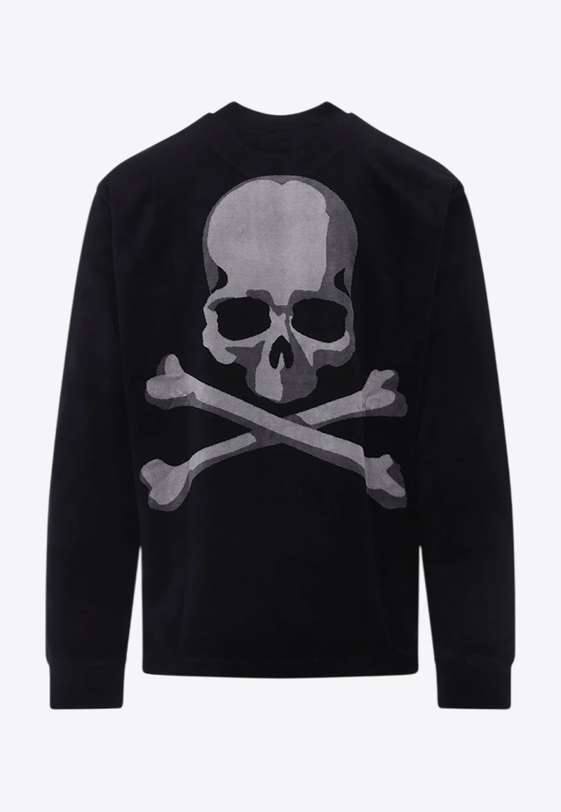 Velour Long-Sleeved Skull T-shirt