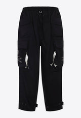 Wide Cargo Pants with Skull-Print