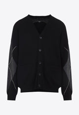 Argyle Wool Skull Intarsia Cardigan