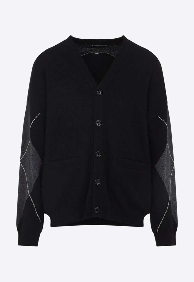 Argyle Wool Skull Intarsia Cardigan