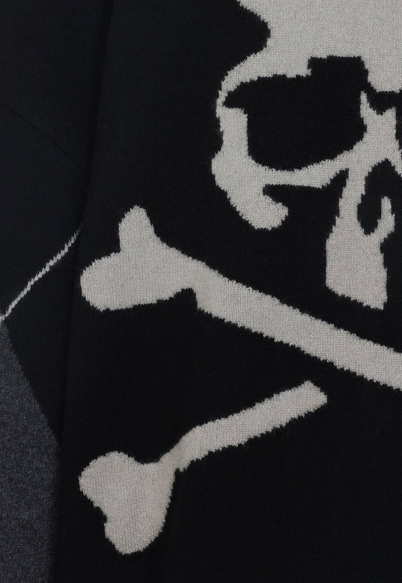 Argyle Wool Skull Intarsia Cardigan