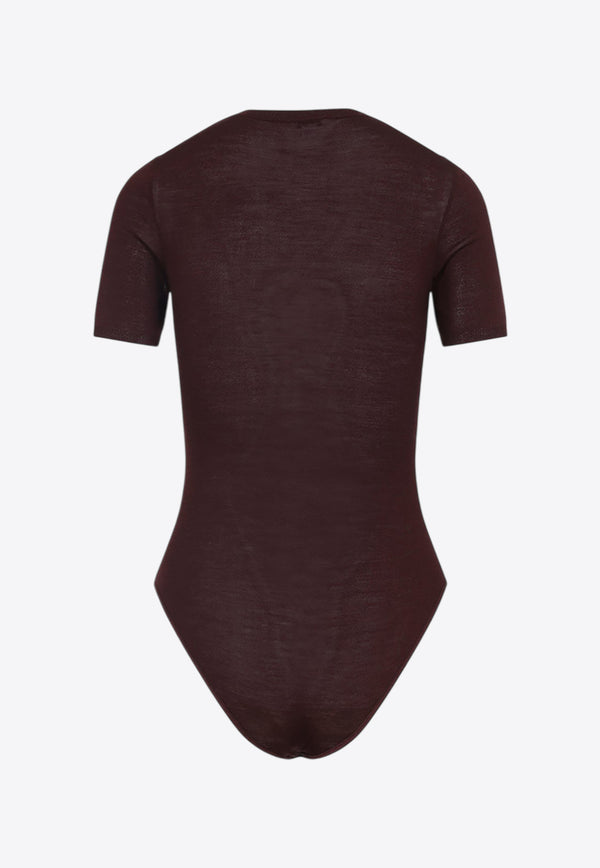 Wool-Blend Crewneck Bodysuit Top