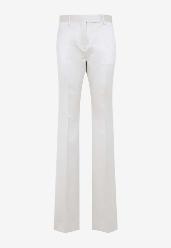 Straight-Leg Satin Tailored Pants