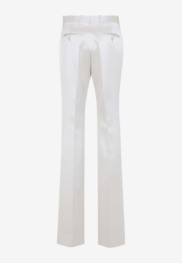 Straight-Leg Satin Tailored Pants