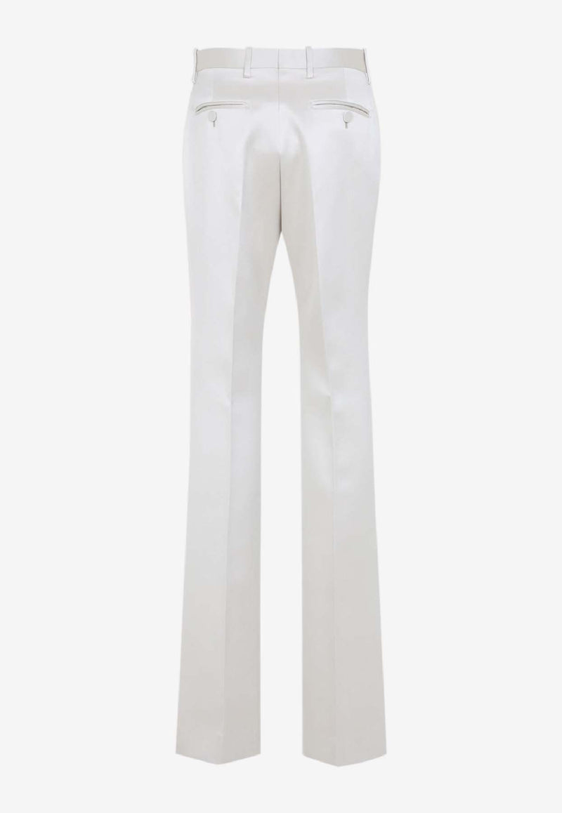 Straight-Leg Satin Tailored Pants
