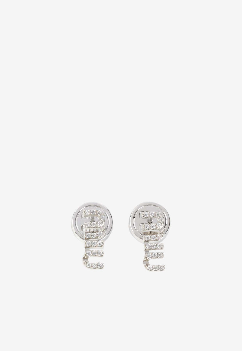 Crystal-Embellished Logo Earrings