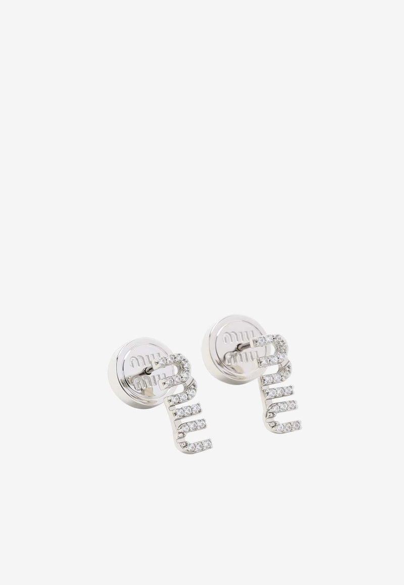 Crystal-Embellished Logo Earrings