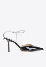 Saeda 85 Crystal Strap Pumps in Patent Leather