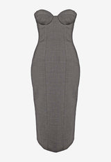 Guiseppe Di Morabito Strapless Wool-Blend Midi Corset Dress Gray 03PFDR399F03229GREY