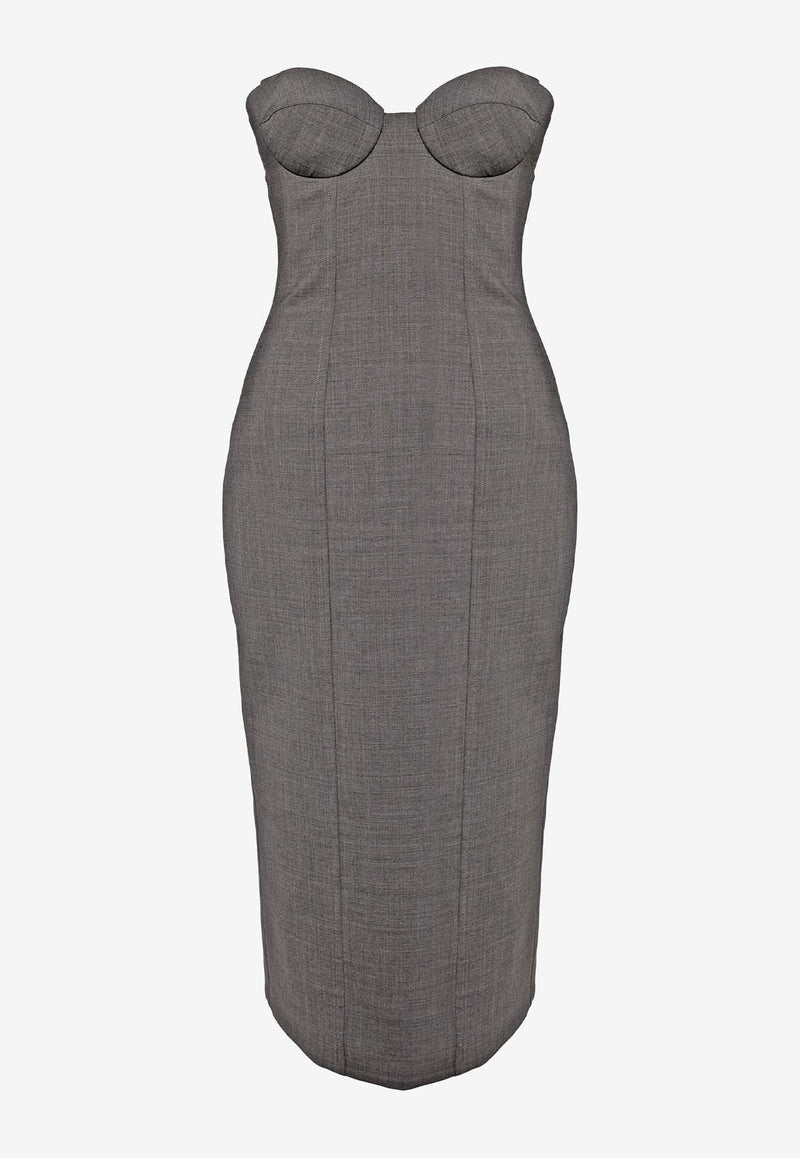 Guiseppe Di Morabito Strapless Wool-Blend Midi Corset Dress Gray 03PFDR399F03229GREY