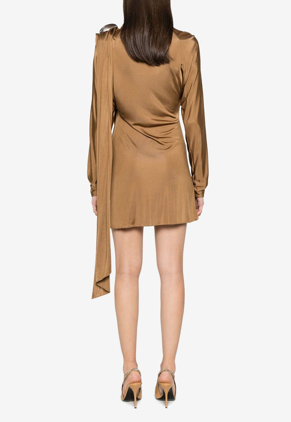 Giuseppe di Morabito Draped Satin Mini Dress 03PFDR40003315CAMEL