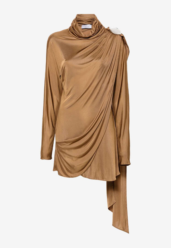 Giuseppe di Morabito Draped Satin Mini Dress 03PFDR40003315CAMEL