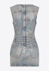 Coated Denim Mini Dress