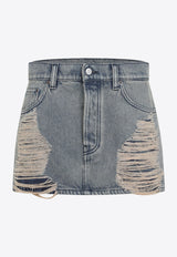 Ripped Denim Mini Skirt