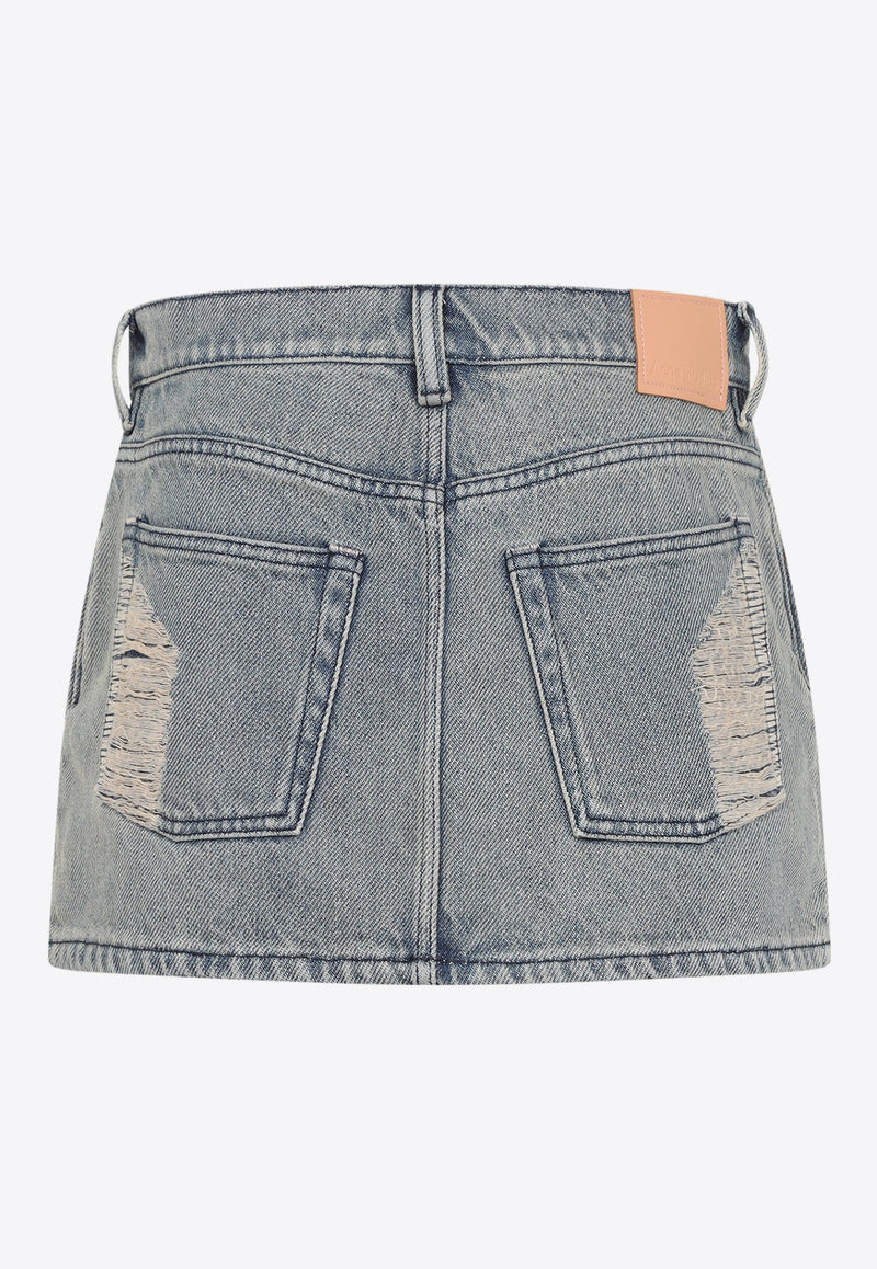 Ripped Denim Mini Skirt