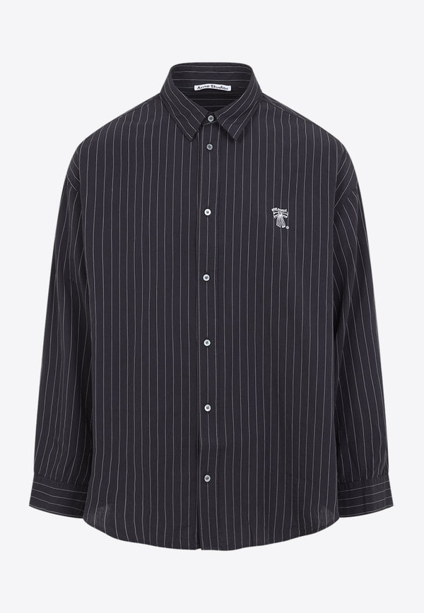 Logo Embroidered Striped Shirt