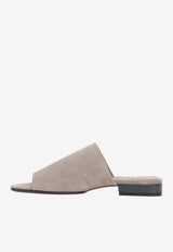 Monili-Embellished Suede Flat Sandals