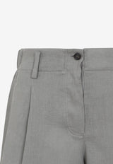 Linen Bermuda Short with Pleats