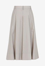 Flared Midi Skirt with Pleats