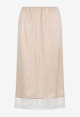 Lace-Trimmed Silk Midi Skirt