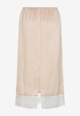 Lace-Trimmed Silk Midi Skirt