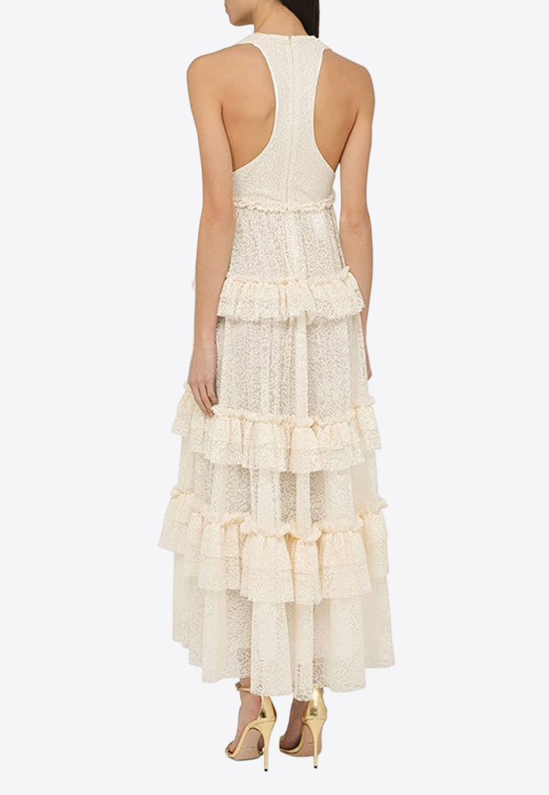 Philosophy Di Lorenzo Serafini V-neck Tiered Maxi Dress White 04050716/O_PHILO-A0002