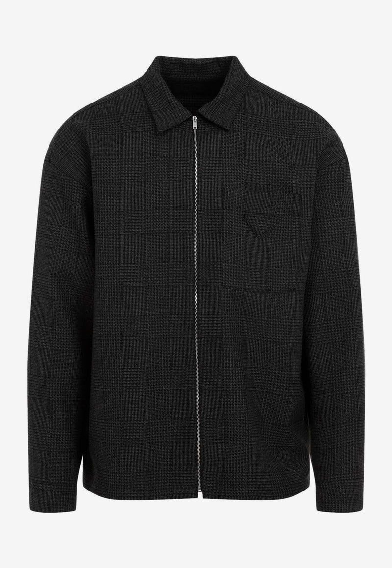 Checked Wool Zip-Up Shirt