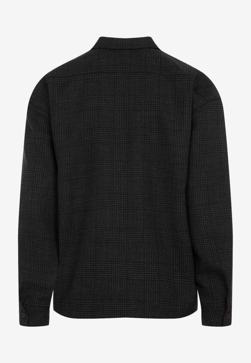 Checked Wool Zip-Up Shirt