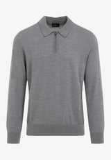 Half-Zip Wool Polo Sweater